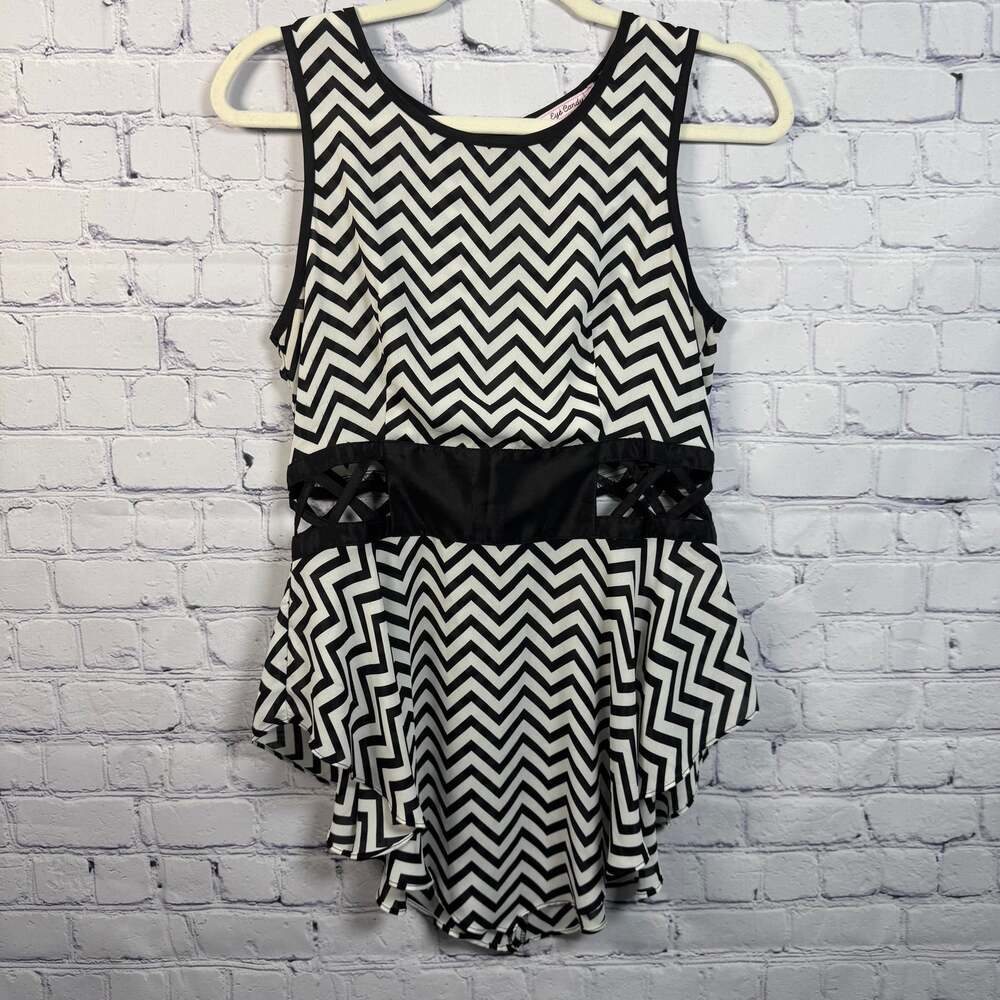 Eye Candy Black White Striped Knit Tank Top - Picture 2 of 7